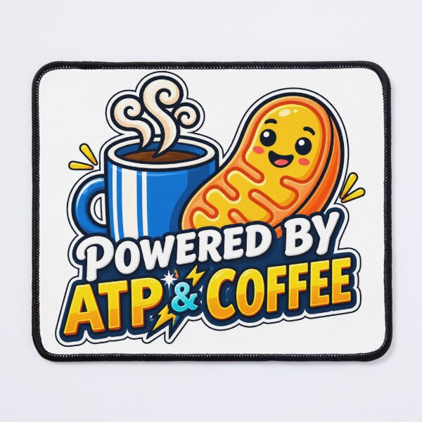 Item preview, Powered by ATP & Coffee - Funny Biology Science Teacher & Student Sticker designed and sold by Oualibaddas.