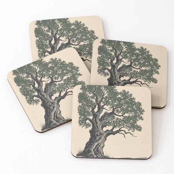 Item preview, Ancient Oak Tree Linocut Nature Art designed and sold by Sarcastic designs.