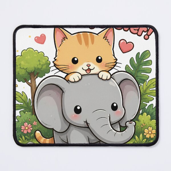 Item preview, cute cat and elephant designed and sold by aliraweb.