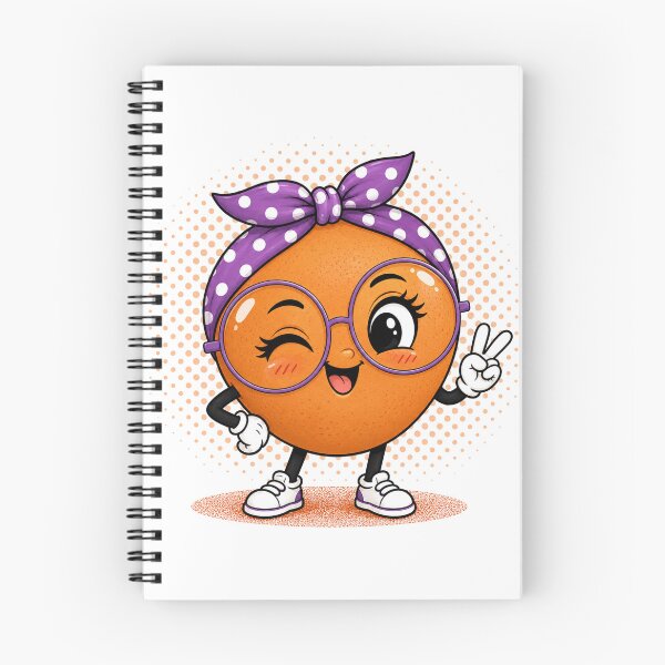 Item preview, Cute Orange Fruit Character – Kawaii Orange with Glasses & Polka Dot Headband designed and sold by LittleGinnyArt.