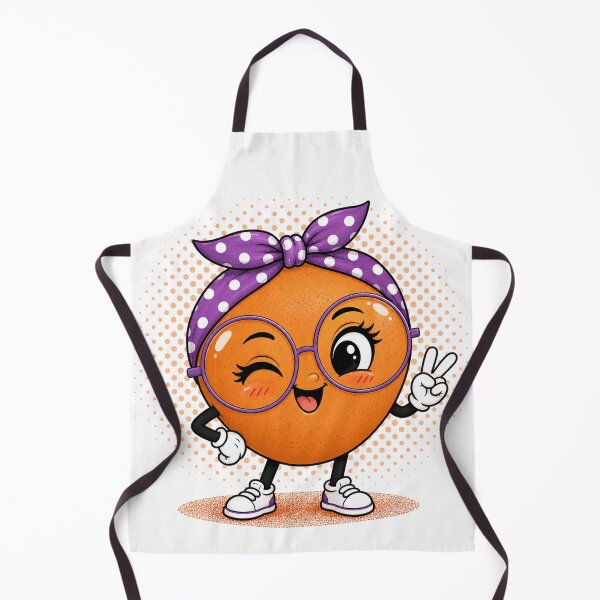 Item preview, Cute Orange Fruit Character – Kawaii Orange with Glasses & Polka Dot Headband designed and sold by LittleGinnyArt.
