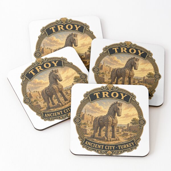 Item preview, Troy Ancient City Turkey Vintage Travel Badge Sticker | Trojan Horse Archaeology Souvenir designed and sold by DreamPaw Studio.