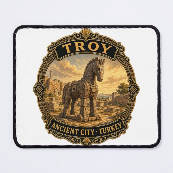 Item preview, Troy Ancient City Turkey Vintage Travel Badge Sticker | Trojan Horse Archaeology Souvenir designed and sold by DreamPaw Studio.