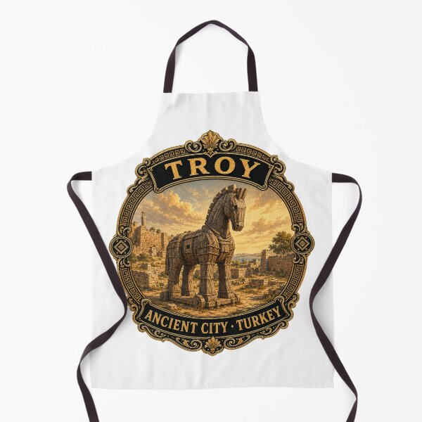 Item preview, Troy Ancient City Turkey Vintage Travel Badge Sticker | Trojan Horse Archaeology Souvenir designed and sold by DreamPaw Studio.