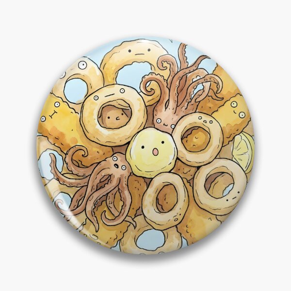 Item preview, Cute Crispy Calamari Kawaii Fried Seafood Illustration designed and sold by DuckOddity.