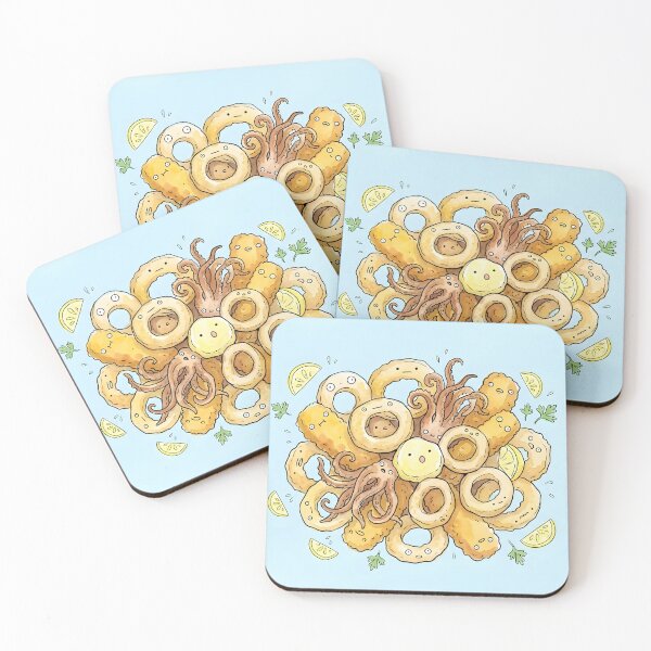 Item preview, Cute Crispy Calamari Kawaii Fried Seafood Illustration designed and sold by DuckOddity.