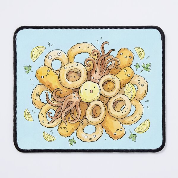 Item preview, Cute Crispy Calamari Kawaii Fried Seafood Illustration designed and sold by DuckOddity.