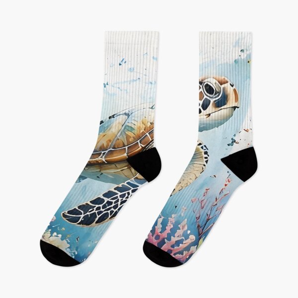 Item preview, Beautiful Watercolor Sea Turtle in Colorful Ocean Garden designed and sold by Pawzenix.