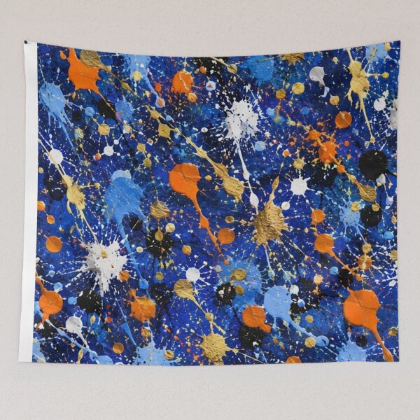 Item preview, Electric Blue Action Splatter Abstract Art designed and sold by THE SPLATTERED HAUS BY SAGE BANKS.