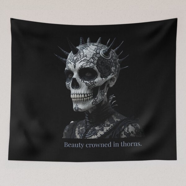 Item preview, Gothic Skull "Beauty crowned in thorns." | Dark Beauty, Spiked Lace Fashion Art designed and sold by EnigmaticGoth.