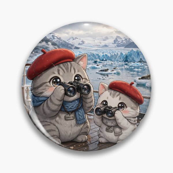 Item preview, Junior and Freda Glacier Cruise Alaska - Kawaii Cats with Binoculars  designed and sold by MAISON SYLVIE.