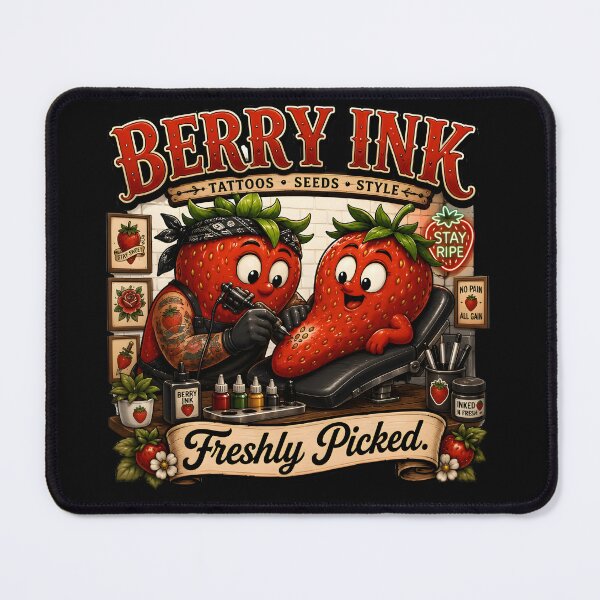 Item preview, Berry Ink Strawberry Tattoo Artist – Freshly Picked Funny Food Tattoo Design designed and sold by Snackwear Apparel.