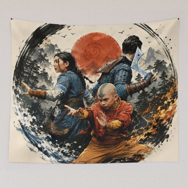 Item preview, Elemental Warriors Anime Art | Fire Water Air Fantasy Martial Arts designed and sold by AbstractAuraArt.