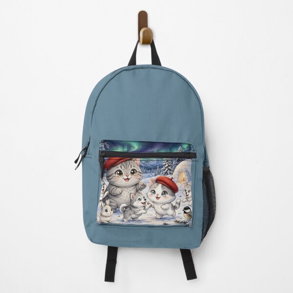 Item preview, Junior and Freda Alaska Winter - Cute Cats with Huskies and Aurora designed and sold by MAISON SYLVIE.