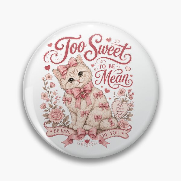 Item preview, Too Sweet to Be Mean Cute Pink Cat Bow Vintage Floral designed and sold by Randomnessy.
