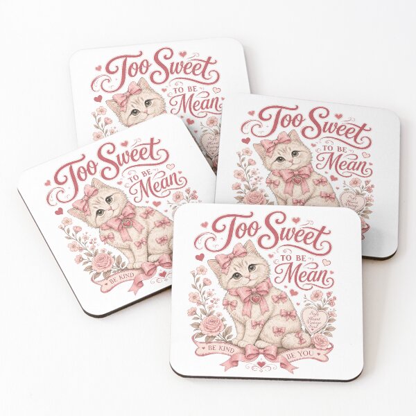 Item preview, Too Sweet to Be Mean Cute Pink Cat Bow Vintage Floral designed and sold by Randomnessy.