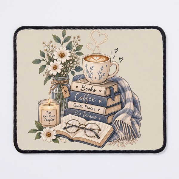 Item preview, Cozy Books and Coffee Aesthetic – Book Lover Reading & Coffee Illustration designed and sold by MUSA'S.