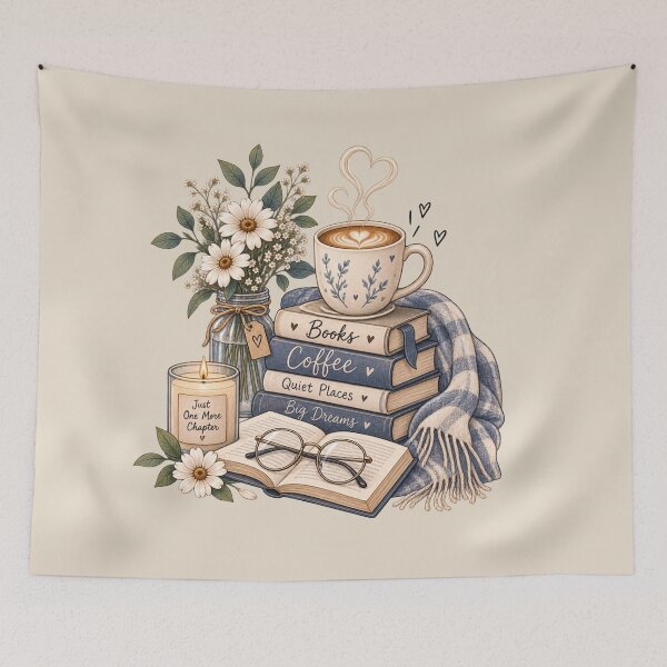 Item preview, Cozy Books and Coffee Aesthetic – Book Lover Reading & Coffee Illustration designed and sold by MUSA'S.