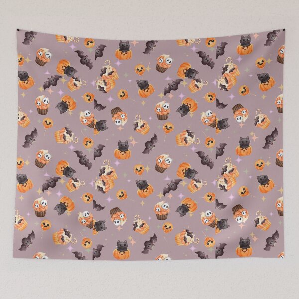Item preview, Cute Bat, Black Cat, Halloween Cupcakes designed and sold by CursedButCute1.