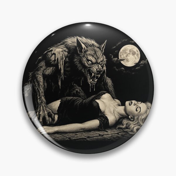 Artikelvorschau, Werwolf-Horror-Kunstwerk – Gothic-Monster unter dem Vollmond entworfen und verkauft von Stinky Lincy's Apparel Company.