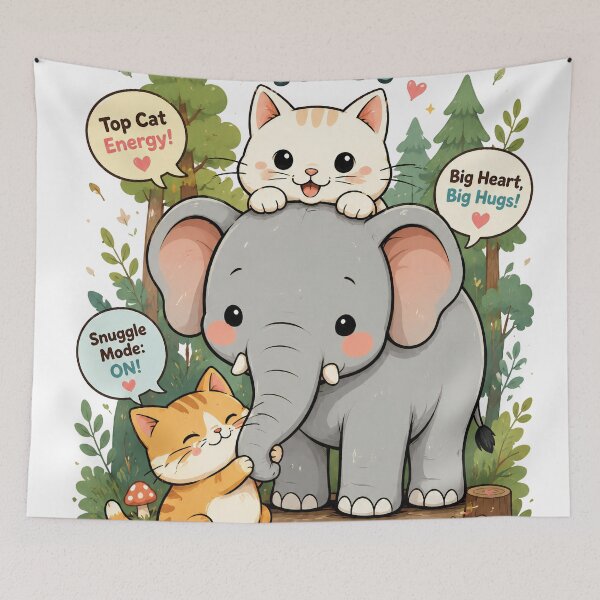 Item preview, cute cat and elephant designed and sold by aliraweb.