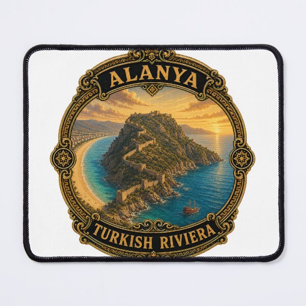 Item preview, Alanya Castle Turkey Vintage Travel Badge Sticker | Turkish Riviera Souvenir designed and sold by DreamPaw Studio.