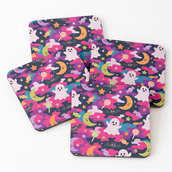 Item preview, Cute Halloween Ghosts Candies Moons Vibrant Camo Pattern designed and sold by Simon-art-land.