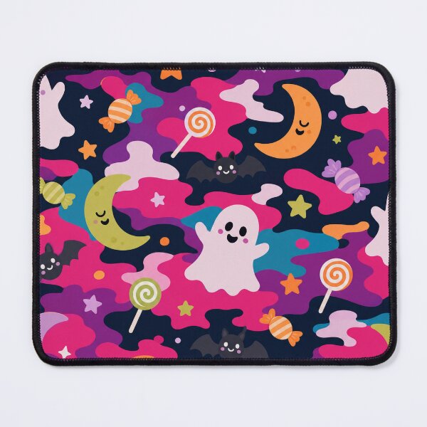 Item preview, Cute Halloween Ghosts Candies Moons Vibrant Camo Pattern designed and sold by Simon-art-land.