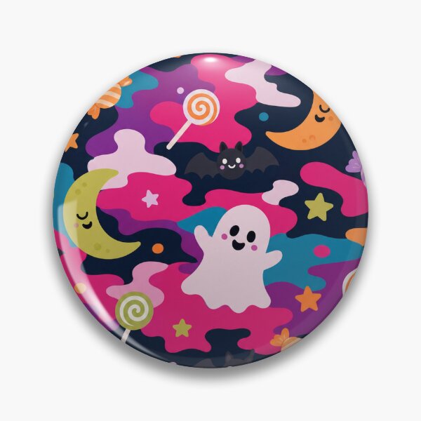 Item preview, Cute Halloween Ghosts Candies Moons Vibrant Camo Pattern designed and sold by Simon-art-land.