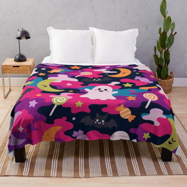Item preview, Cute Halloween Ghosts Candies Moons Vibrant Camo Pattern designed and sold by Simon-art-land.