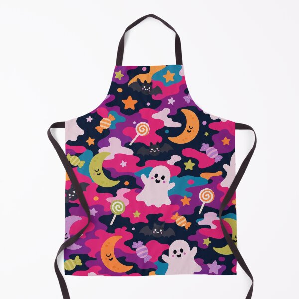 Item preview, Cute Halloween Ghosts Candies Moons Vibrant Camo Pattern designed and sold by Simon-art-land.