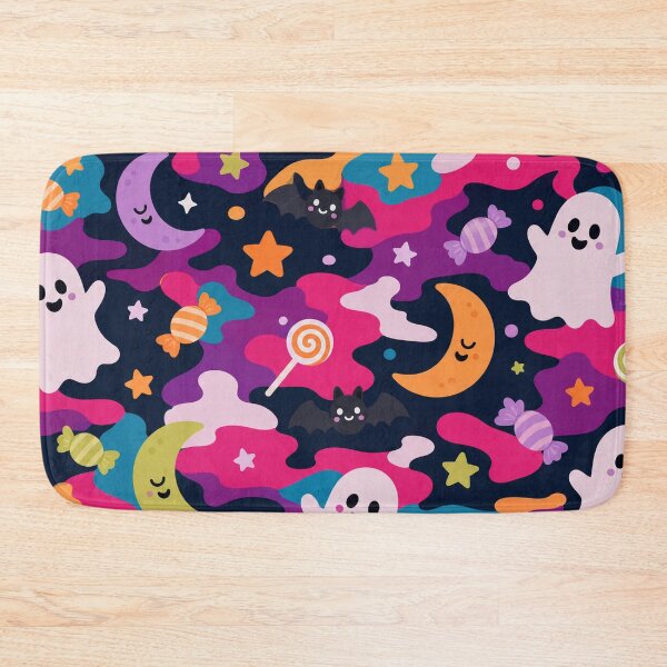 Item preview, Cute Halloween Ghosts Candies Moons Vibrant Camo Pattern designed and sold by Simon-art-land.