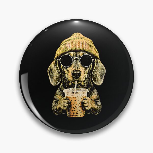 Item preview, Dachshund Dog Drinking Iced Coffee Sunglasses designed and sold by NinigFox.
