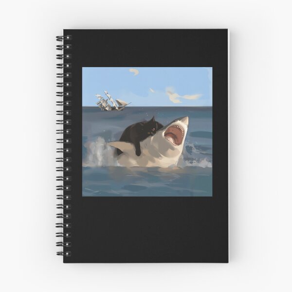 Item preview, Black Cat Biting Shark Meme designed and sold by ellapaintcoast.