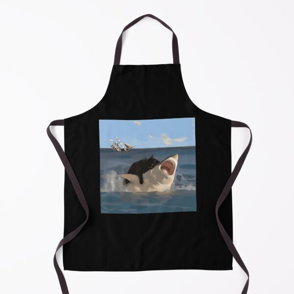 Item preview, Black Cat Biting Shark Meme designed and sold by ellapaintcoast.