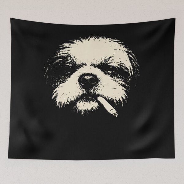 Item preview, Smoking Shih Tzu Vintage Funny Dog Portrait Humor designed and sold by ripgoatclothing.