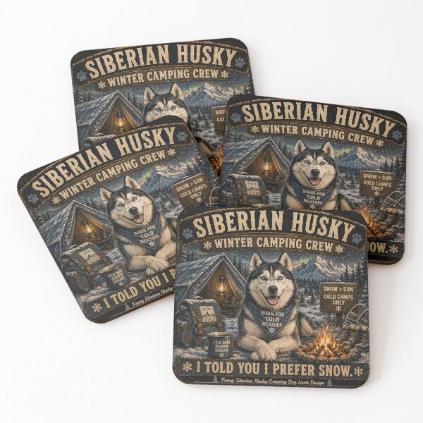 Item preview, Siberian Husky Winter Camping Crew Funny designed and sold by shopevermint.