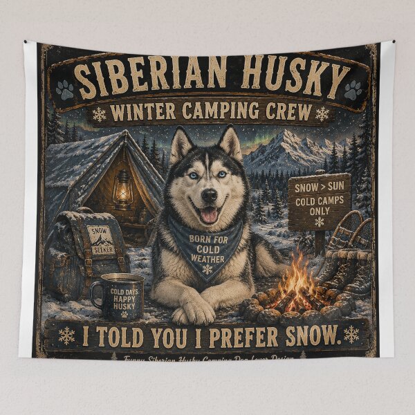 Item preview, Siberian Husky Winter Camping Crew Funny designed and sold by shopevermint.