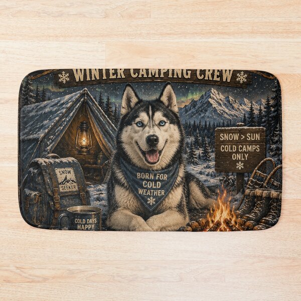 Item preview, Siberian Husky Winter Camping Crew Funny designed and sold by shopevermint.