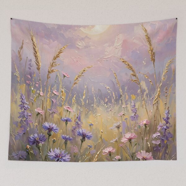 Item preview, Moonlit Wildflower Meadow - Full Moon And Purple Wildflowers designed and sold by Jozefin's Studio.