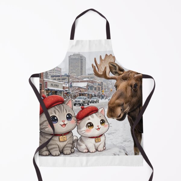 Item preview, Junior and Freda Meet a Moose in Anchorage Alaska - Cute Cats City designed and sold by MAISON SYLVIE.