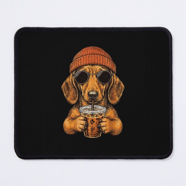 Item preview, Dachshund Dog Drinking Iced Coffee Sunglasses designed and sold by NinigFox.