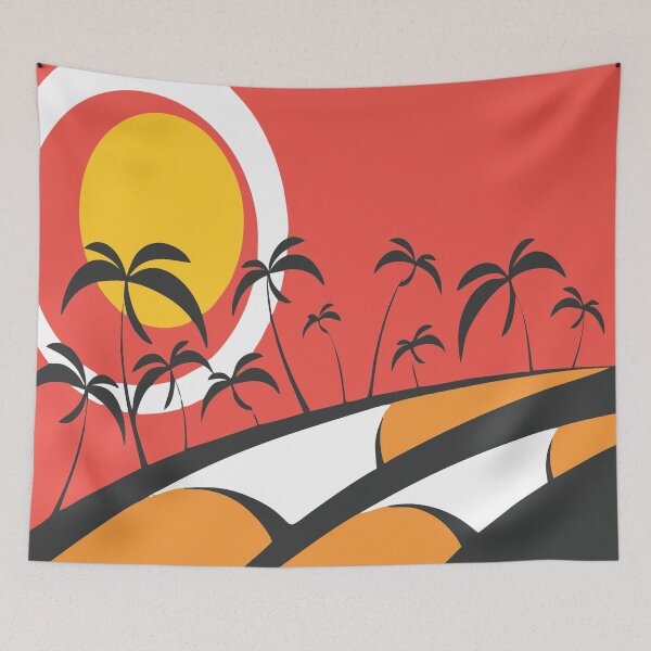 Item preview, Retro Tropical Sunset with Stylized Palm Trees and Vibrant Colors" designed and sold by Johnnies.