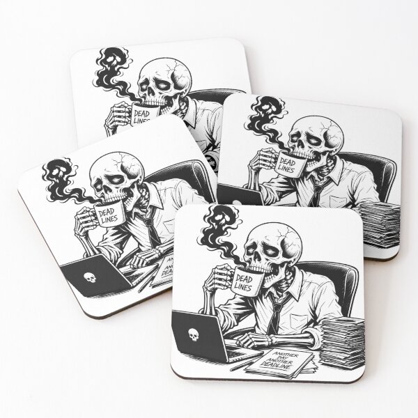 Item preview, Skeleton Office Worker Deadlines Coffee Funny Corporate Humor designed and sold by Cherie-verse.