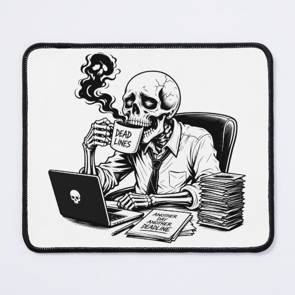 Item preview, Skeleton Office Worker Deadlines Coffee Funny Corporate Humor designed and sold by Cherie-verse.