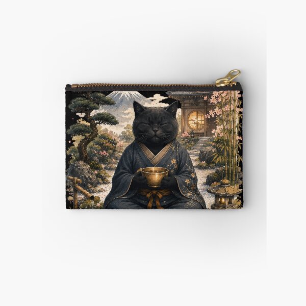 Item preview, Zen Black Cat Meditation in Japanese Garden – Japanese Zen Cat Art designed and sold by BlackCat Vibe.
