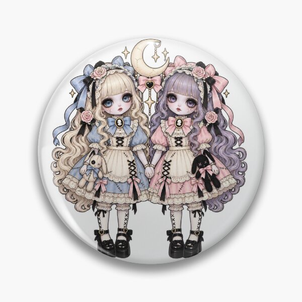 Item preview, Moonlit Porcelain Twin | Creepy Cute Gothic Twin Doll Art designed and sold by DmaarGroup.