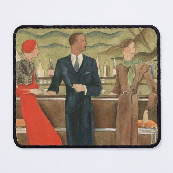 Item preview, Two Women and a Man at the Bar, Vintage Art Deco Illustration by Carlos Masberger for Cocktail & Bar Decor designed and sold by RickE.