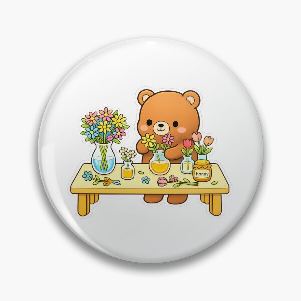 Item preview, Cute Teddy Bear Arranging Spring Flowers designed and sold by Pencil .