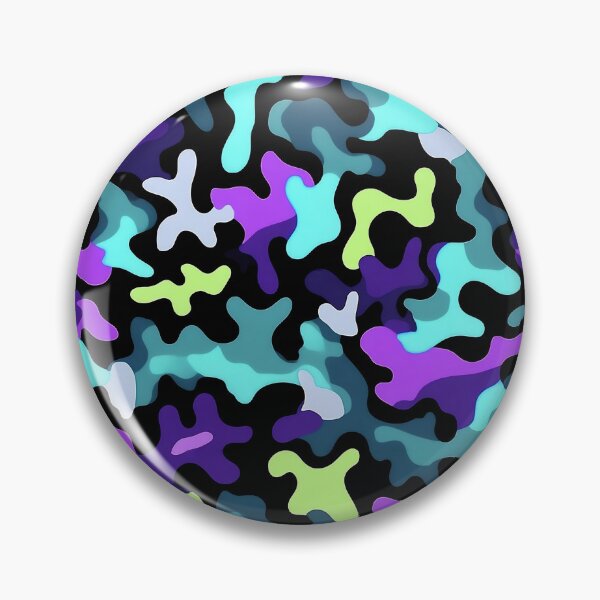 Item preview, Neon Camo Pattern Purple Cyan and Lime Blobs on Black designed and sold by Nine Lives Studio.